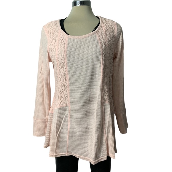 XLC pink Lace Cotton Blouse Size LG - Picture 7 of 11